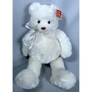 Gotta Getta Gund Big Brighton 16" White Plush Stuffed Teddy Bear w/ Ribbon 15235